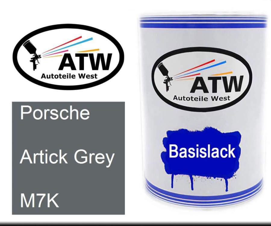 Porsche, Artick Grey, M7K: 500ml Lackdose, von ATW Autoteile West.